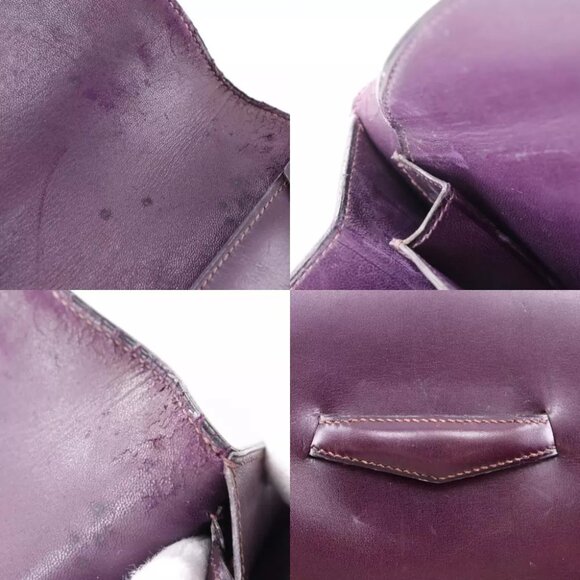 HERMES Fako Clutch bag vintage Bordeaux Box carf Women - Picture 4 of 12